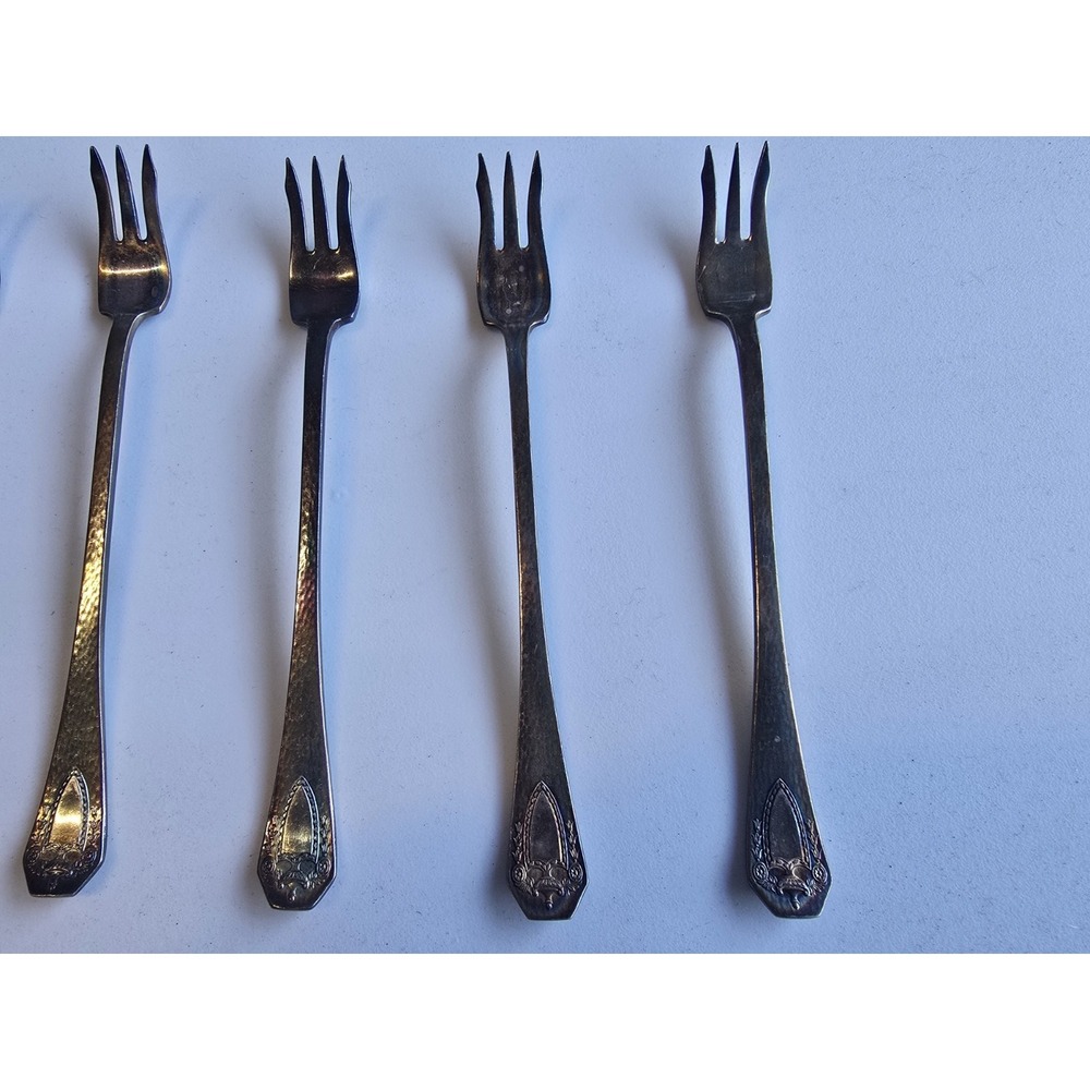 Antique 1847 Rogers Bros 6-1/4" Silverplate Cocktail Fork  5 with sugar tong